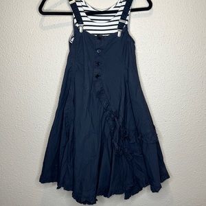 jottum navy blue girls dress suspender straps size 10